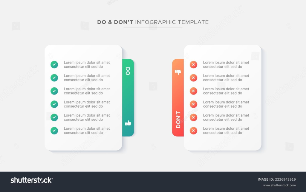 Circle Round Dos and Don'ts, Pros and Cons, VS, Versus Comparison Infographic Design Template