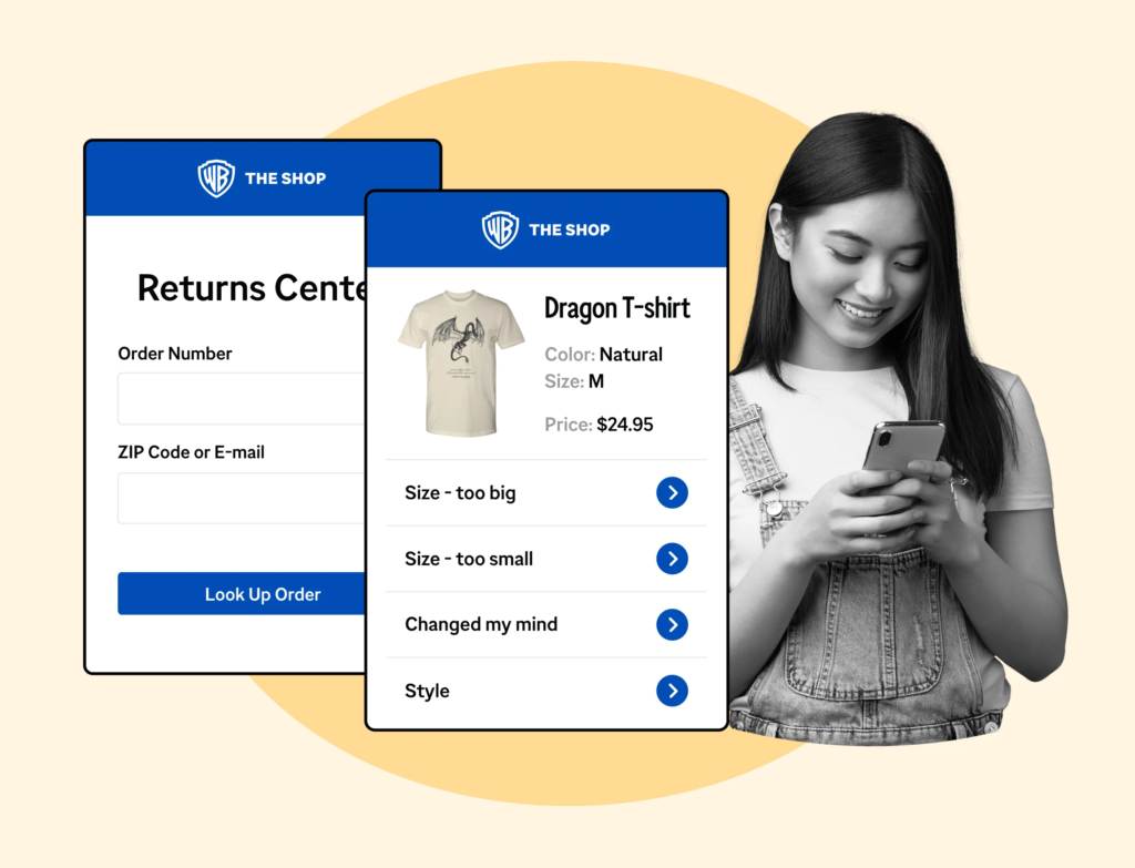 an image of the return portal interface or a customer successfully returning an item to visually depict the ease of the process.