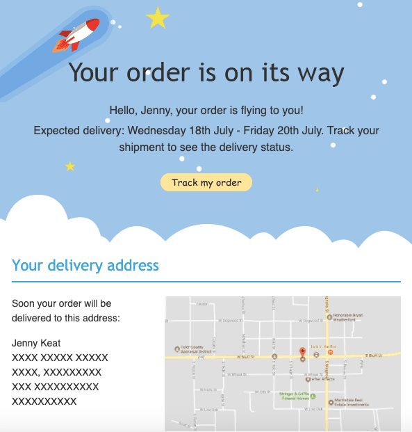 an image of the tracking interface or a sample shipping confirmation email to help illustrate the process.